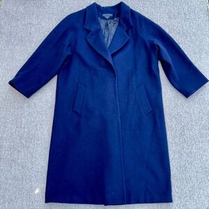 Donnybrook‎ Women's Wool Coat 22W 2XL Navy Blue Long Overcoat 1990s
